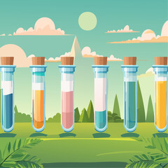 Test tubes with samples in the natural environment