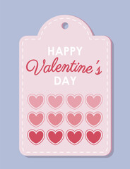 Valentine s Day tag with heart icons. Vector illustration