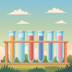 Test tubes with samples in the natural environment