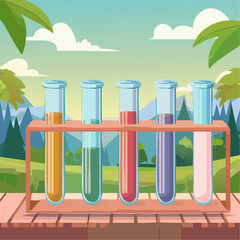 Test tubes with samples in the natural environment