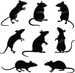Rat silhouette bundle set vector design with editable and white background
