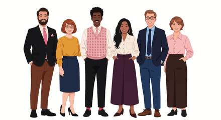 Obraz premium Diverse Team Illustration Professional Group Portrait for Corporate Use