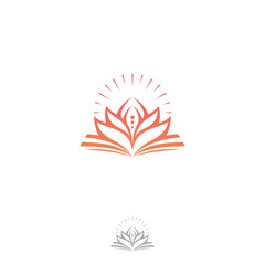 Elegant  linear Lotus flower  logo design abstract ornamental artistic icon