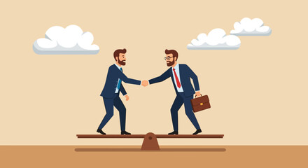 Balanced Business Illustrative Depiction of Equitable Partnership and Agreement