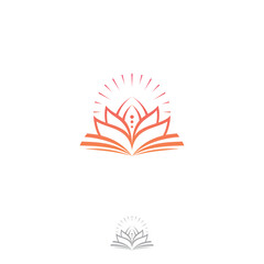 Elegant linear Lotus flower abstract ornamental artistic icon