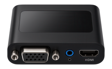 VGA to HDMI adapter with an external power input and an integrated audio jack
