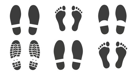 Footprints and Shoeprints Collection Diverse Styles and Impressions for Design Projects