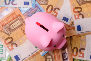 Paper money, euro notes, cash for savings and investments. Euro paper cash