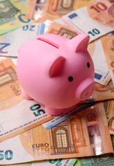 Paper money, euro notes, cash for savings and investments. Euro paper cash