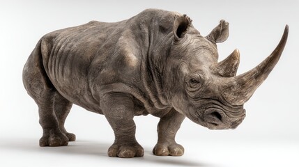 Obraz premium A rhinoceros, full shot, against white