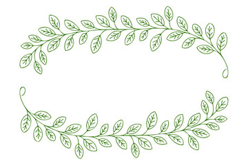 Green Leafy Frame Vector Transparent PNG Design with Botanical Border Decoration
