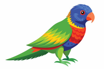 Vibrant Rainbow Lorikeet Illustration A Colorful Parrot with Detailed Plumage and Exotic Markings Depicted in a Vector Art Style