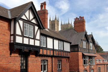 Medieval architecture of Wordsworth street in Lincoln, Lincolnshire, UK