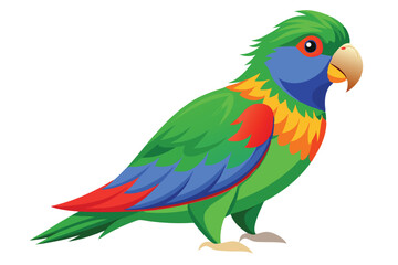 Vibrant Green Parrot with Blue and Red Accents, a Colorful Bird Illustration, Perfect for Nature and Wildlife Enthusiasts
