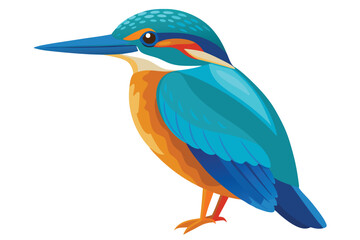 Vibrant Kingfisher Illustration Detailed Bird Art Depiction Rich Colors and Intricate Feather Patterns Wildlife Theme