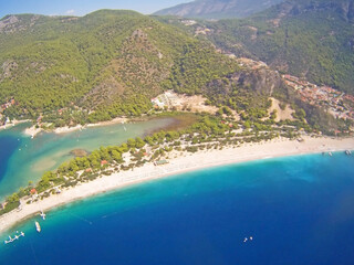 Obraz premium Aerial view of the Blue Lagoon by Oludeniz, Turkey 