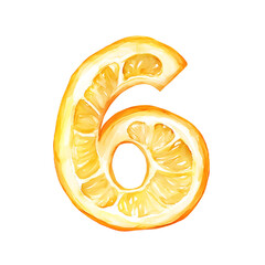 Watercolor PNG of the number "6" shaped like a lemon, painted in vibrant yellow tones. Perfect for kids’ birthday decor, preschool learning, nursery art, and cheerful citrus-themed number clipart.