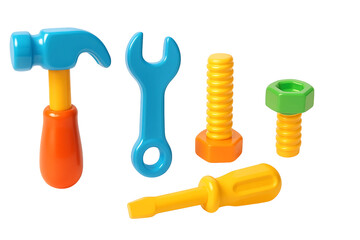 Cartoon Plastic Toy Tools Set, Bright Colorful Play Hammer, Wrench, Screwdriver, Nuts, and Bolts, Kids Construction and Repair Toys