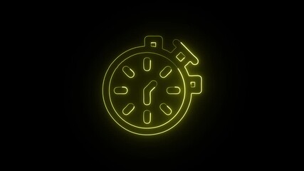 Stopwatch Animation with Glowing Lines on Black Background