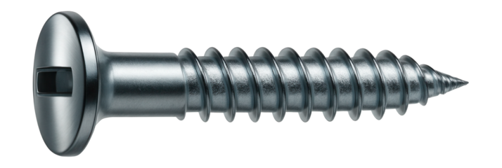Zinc-coated plate anchor screw with a flanged head, intended for use in high-moisture environments.