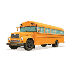 school bus isolated in White Background, school bus vector, Flat lay vector illustration