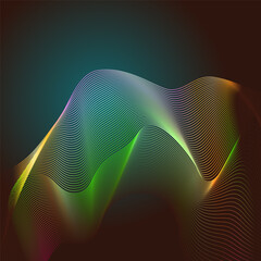 Lines that makes an abstract colorful energy grid wave flowing in cyberspace.