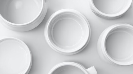 Empty white ceramic bowls