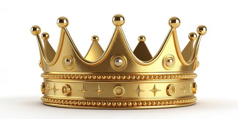 Elegant and Ornate Golden Crown Fit for Royalty on a White Background