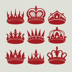 The "Vector Design Elements of a King's Crown" is a collection of elegant vector-style graphics featuring royal crown motifs with intricate details and classic ornaments. Each element is carefully des