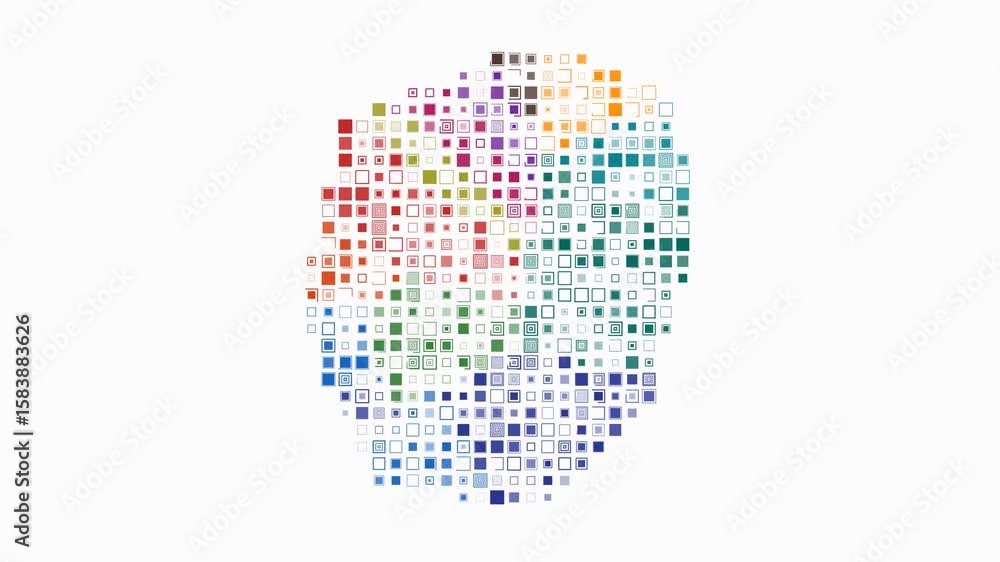 Poster nauru dotted animation. shape of the country build of pulsating colored dots. large size square bloc