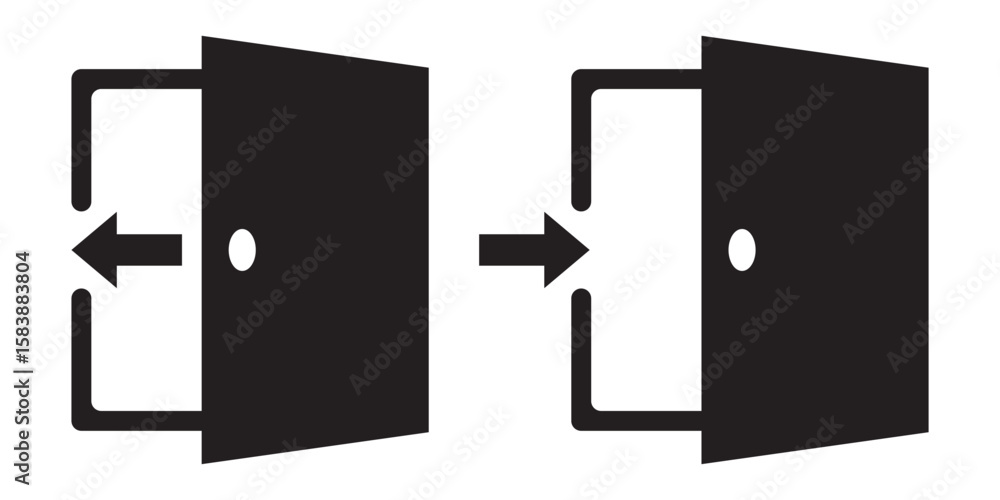 Poster login and logout icon set. open and close, sign in and sign out app account vector symbol for apps o