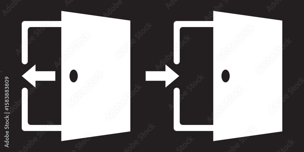 Poster login and logout icon set. open and close, sign in and sign out app account vector symbol for apps o