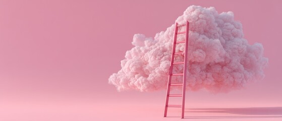 Pink Ladder to the Clouds: A Dreamy Ascent