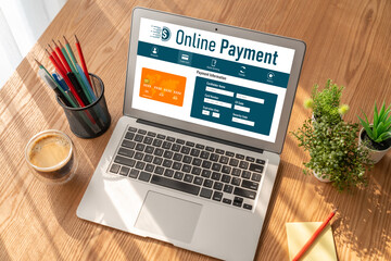 Fototapeta premium Online payment platform for modish money transfer on the internet netowrk