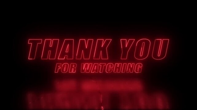animated thank you for watching neon text intro outro video for youtube, presentations, and social media end screens