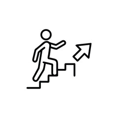 Person Climbing Stairs with Upward Arrow