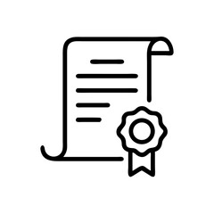 Document with seal and certificate ribbon in minimal line art style  