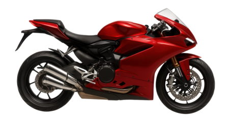 Classic Italian sportbike with sleek fairing and dual exhaust pipes