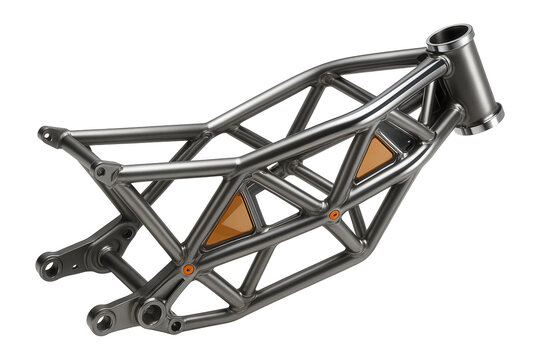 Chromoly trellis motorcycle frame with lattice-like structure and triangular sections