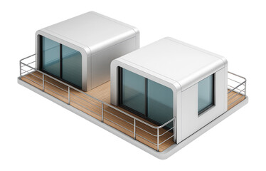 Floating duplex with side-by-side living spaces and shared deck
