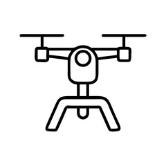 Drone with four propellers viewed from the front in monochrome design  