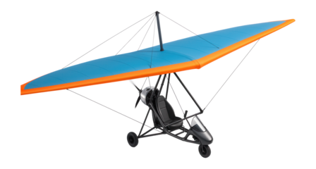Compact powered hang glider with high aspect ratio wing and open cockpit