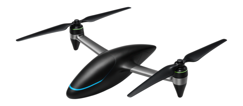 Tilt-rotor drone with transitionable rotors and streamlined fuselage