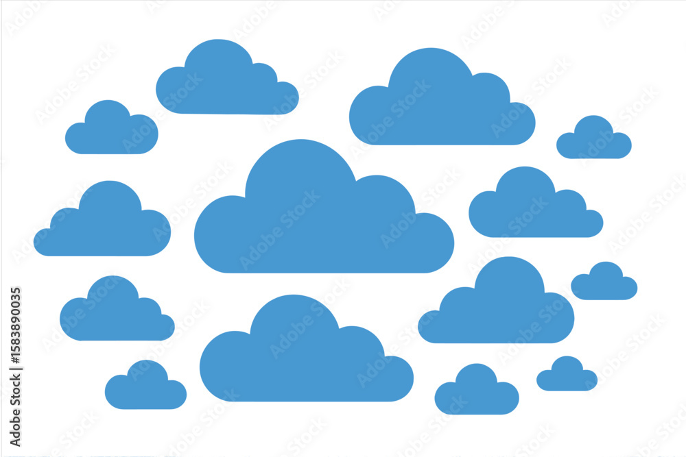 Poster icon representing cloud computing, available in line, glyph and filled outline versions with colorfu