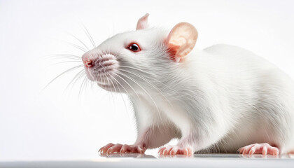 Laboratory rat posing on white background