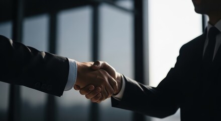 Businessmen Shaking Hands in Modern Office Setting