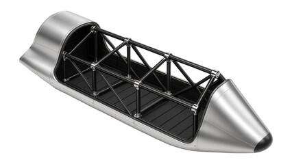Orbiter's cargo bay with structural truss for payload support