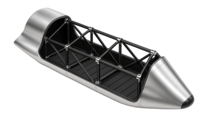 Orbiter's cargo bay with structural truss for payload support