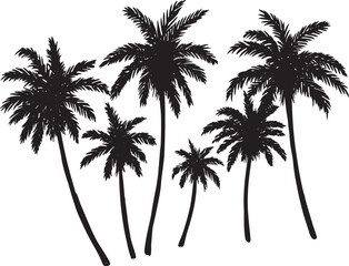 Vector print silhouette of a palm tree isolated on a white background