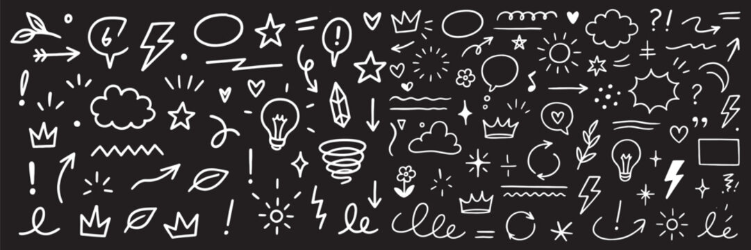 Playful Hand Drawn Doodle Collection Whimsical Elements and Illustrations for Creative Projects, Scrapbooking, and Design